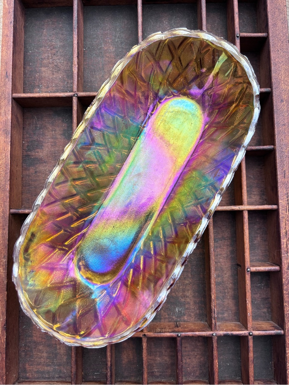 Vintage Indiana Glass Company Marigold/Amber Carnival Glass Dish